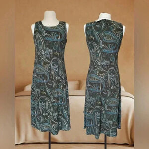 Size 14 Studio 1 Brown Green Paisley
Print Rustic Sleeveless Vintage Dress
